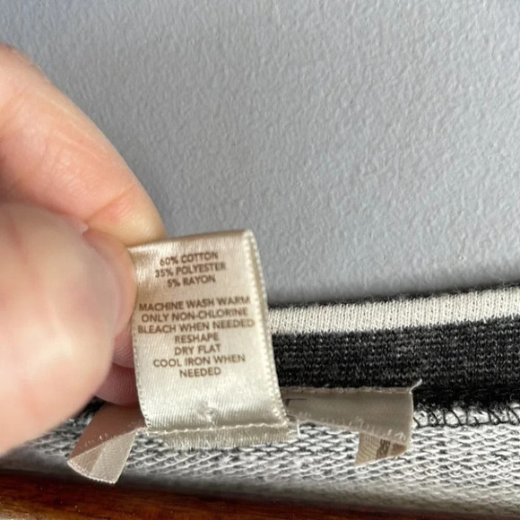 LOFT Factory Side Zip Top Grey Striped Crewneck Long Sleeve Baggy Size S - Picture 8 of 10